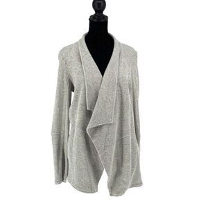 Three Dots Womens Open Front Long Sleeve‎ Cotton Blend Cardigan Gray Medium